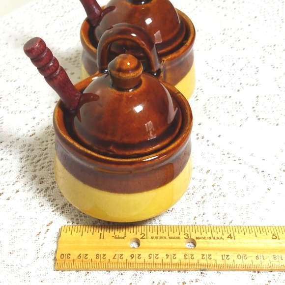2 FOR $15 BUNDLE SALE! Home Vintage Cindiments/Honey/Sugar bowl. Stoneware - Picture 4 of 6